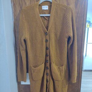 Olive + Oak Mustard Waffle Knit Cardigan PXL